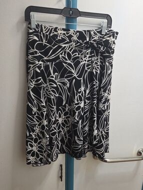 Apt. 9 Black and White Floral Wrap Skirt with Side Tie